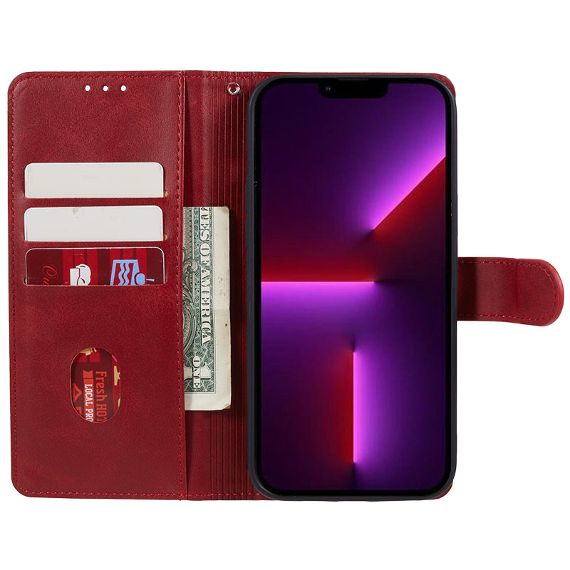 PU Leather Phone Cover for Xiaomi 13T / 13T Pro / Redmi K60 Ultra Case Wallet Stand Shell - Red PU Leather Phone Cover for Xiaomi 13T / 13T Pro / Redmi K60 Ultra Case Wallet Stand Shell - Red